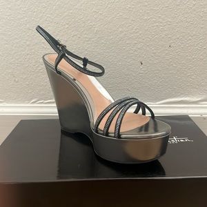 Silver Platform Heels| Designer| Made in Italy